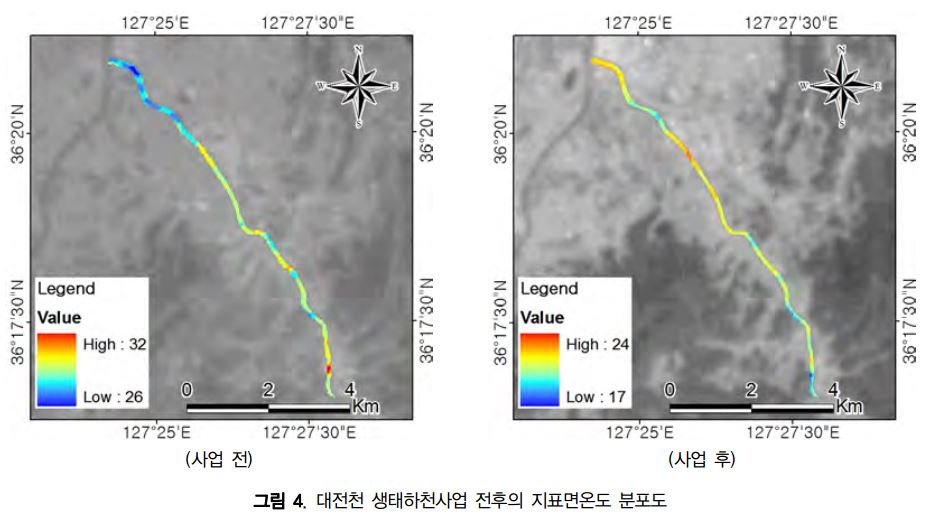 대전천 생태하천복원지역의 지표특성 분석을 위한 원격탐사 자료의 활용 첨부 이미지