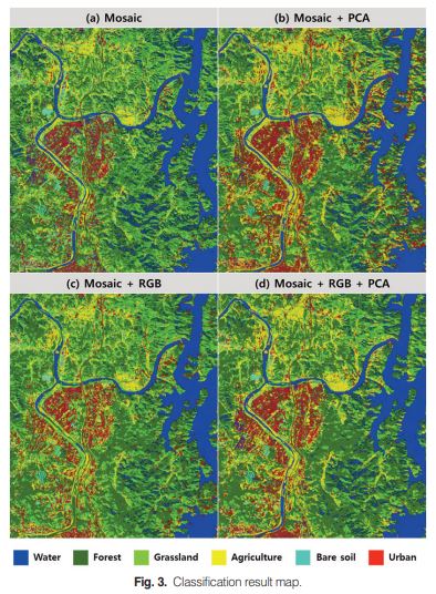 한반도 모자이크 영상의 분류 정확도 향상 기법 연구:PCA 기법과 RGB 지수를 활용하여 첨부 이미지