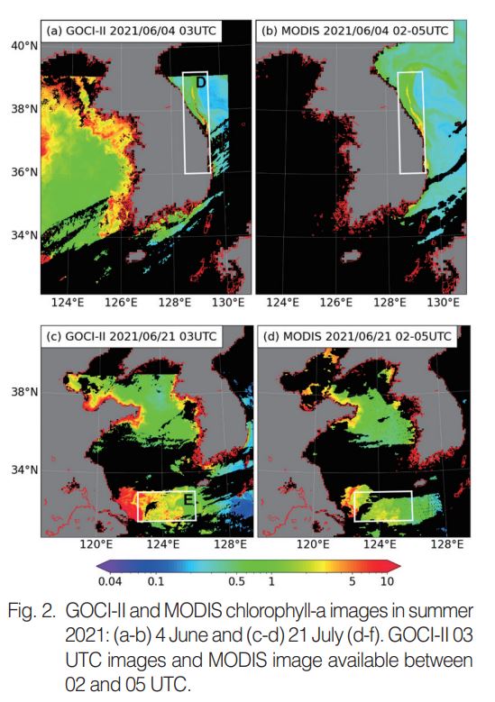 천리안해양위성 연속자료 구축을 위한 GOCI-II 임무 초기 주요 해색산출물의 GOCI 자료와 비교 분석 첨부 이미지